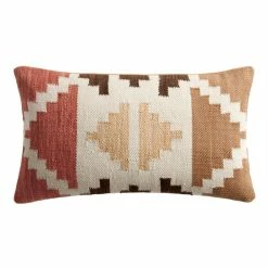 World Market Rust And Ivory Geo Indoor Outdoor Lumbar Pillow