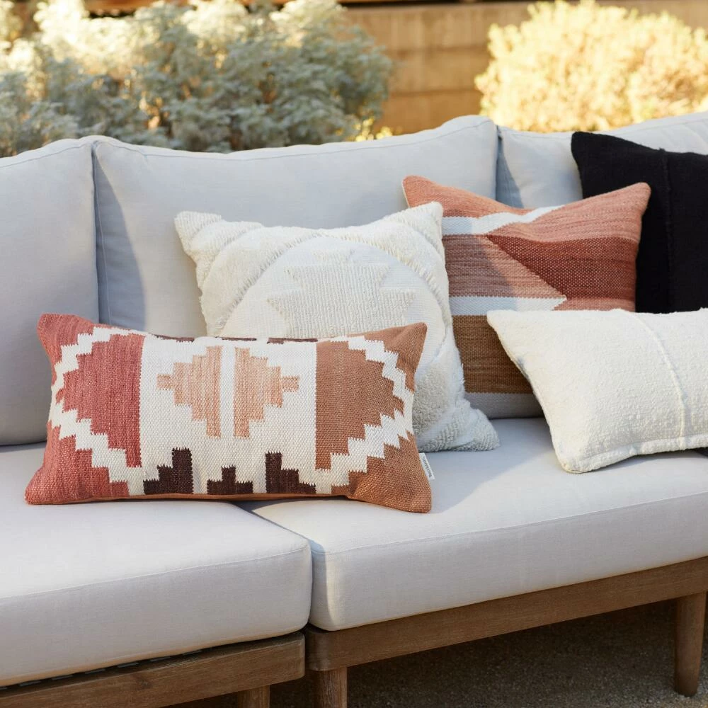 World Market Rust And Ivory Geo Indoor Outdoor Lumbar Pillow 2 World Market Rust And Ivory Geo Indoor Outdoor Lumbar Pillow - Image 2
