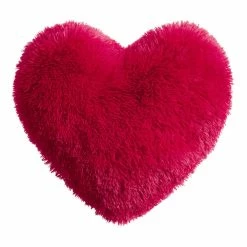 World Market Red Shaggy Heart Shaped Throw Pillow