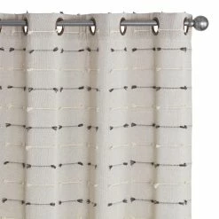 World Market Gray Embroidered Cotton Grommet Top Curtains Set of 2