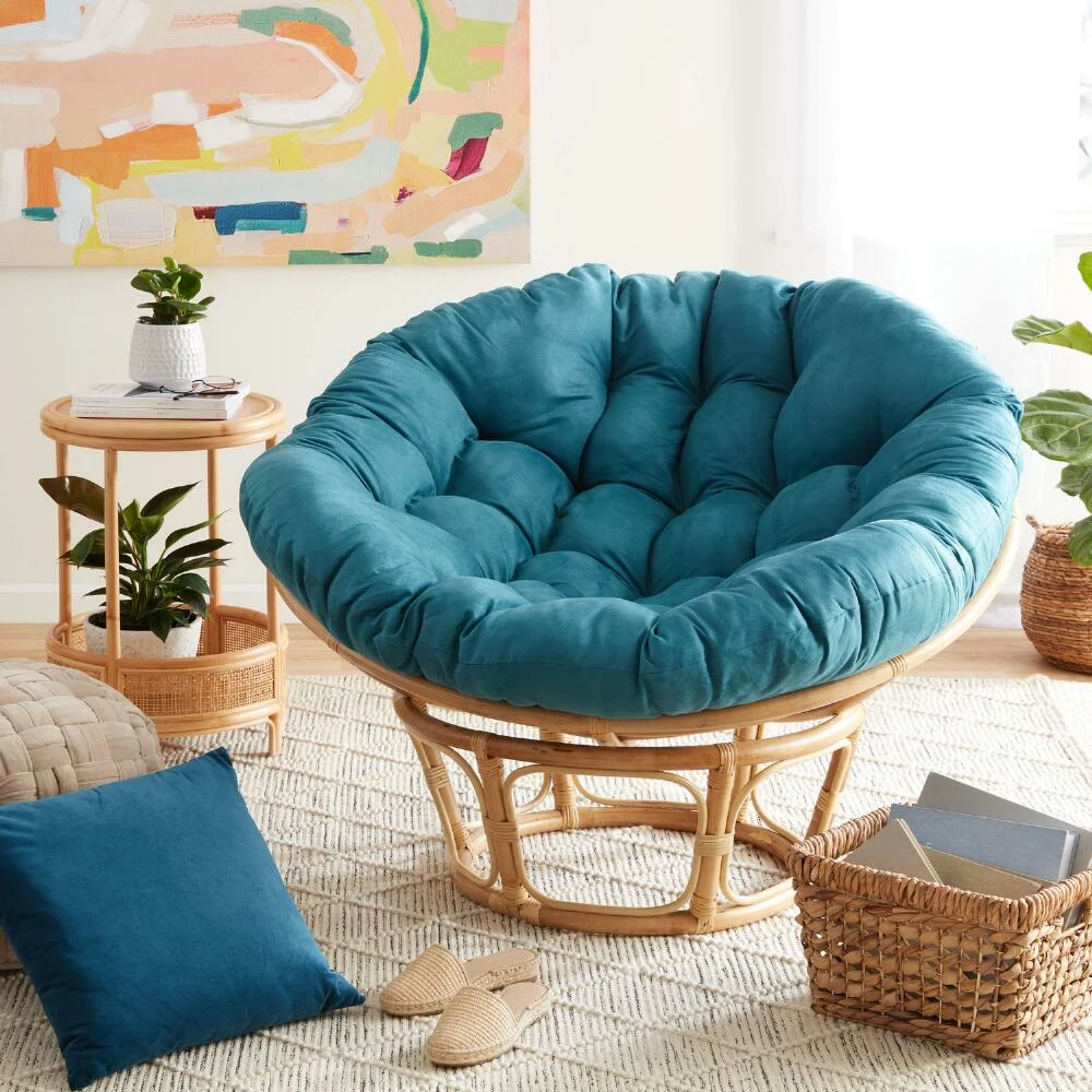 World Market Teal Microsuede Papasan Chair Cushion 2 World Market Teal Microsuede Papasan Chair Cushion - Image 2