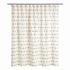 World Market Taylor Ivory And Black Woven Stripe Shower Curtain