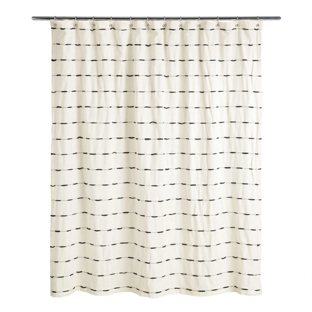 World Market Taylor Ivory And Black Woven Stripe Shower Curtain 1 World Market Taylor Ivory And Black Woven Stripe Shower Curtain