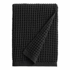 World Market Black Waffle Weave Cotton Bath Towel