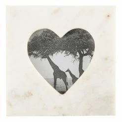 World Market Square White Marble Heart Frame