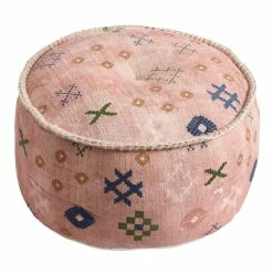 World Market Blush Abstract Symbols Pouf