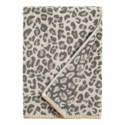 World Market Gray and Ivory Leopard Print Bath Towel
