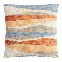 World Market Orange and Blue Chindi Indoor Outdoor Throw Pillow