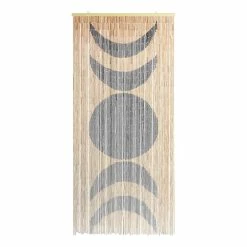 World Market Black And Natural Moon Phase Bamboo Beaded Curtain