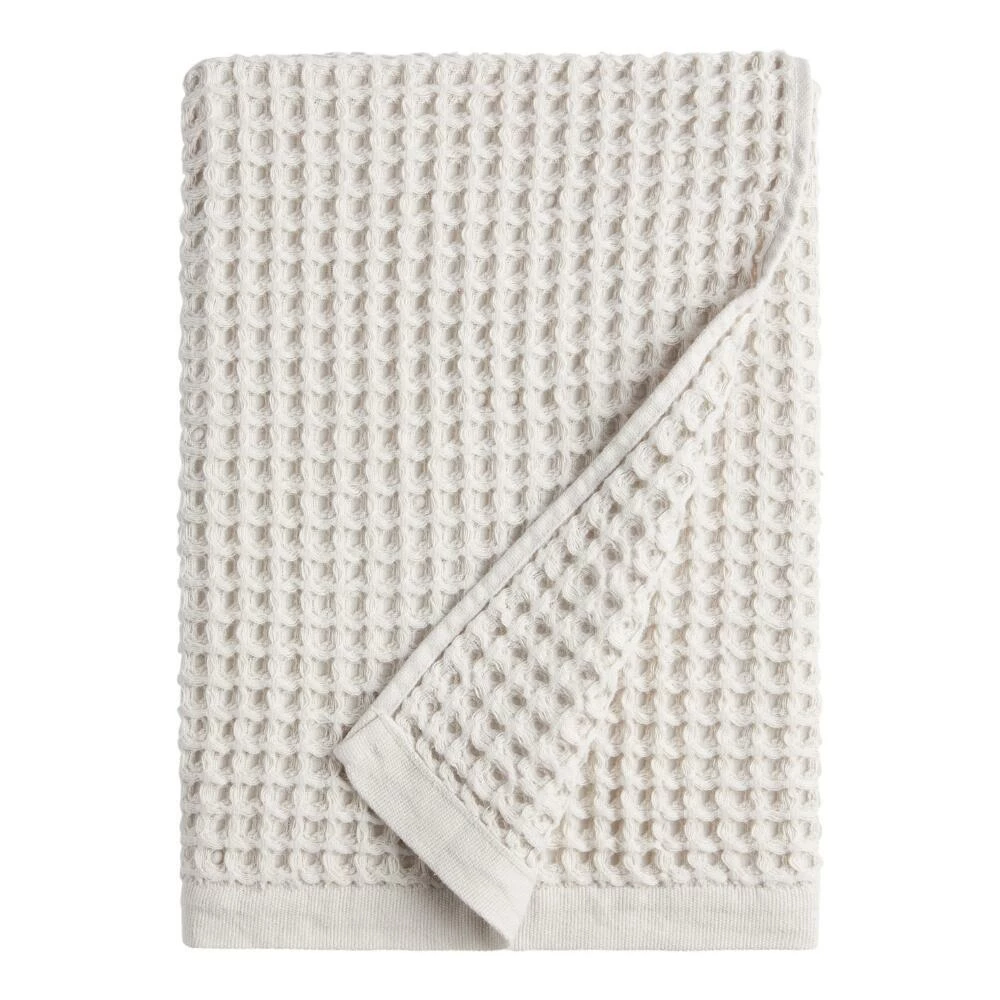 World Market Light Gray Waffle Weave Cotton Bath Towel 1 World Market Light Gray Waffle Weave Cotton Bath Towel