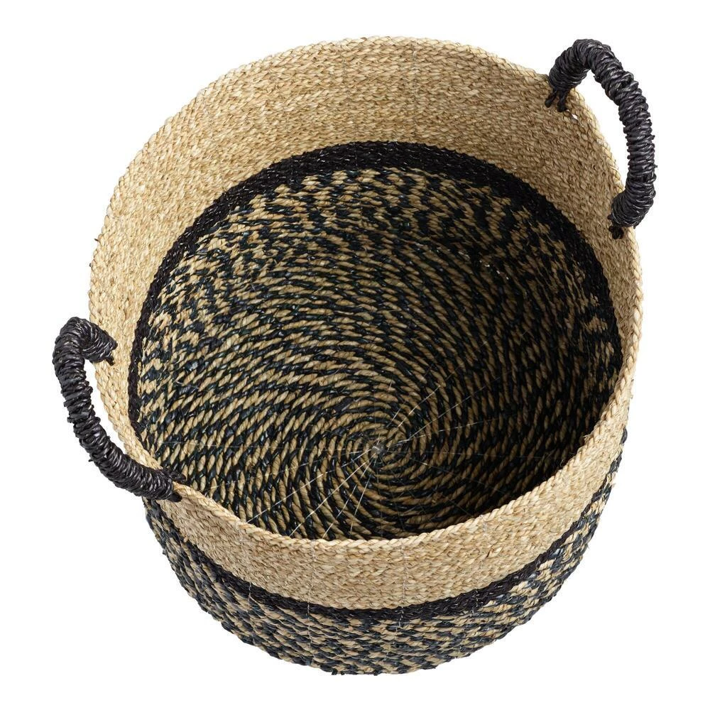 World Market Calista Large Black And Natural Seagrass Tote Basket 2 World Market Calista Large Black And Natural Seagrass Tote Basket - Image 2