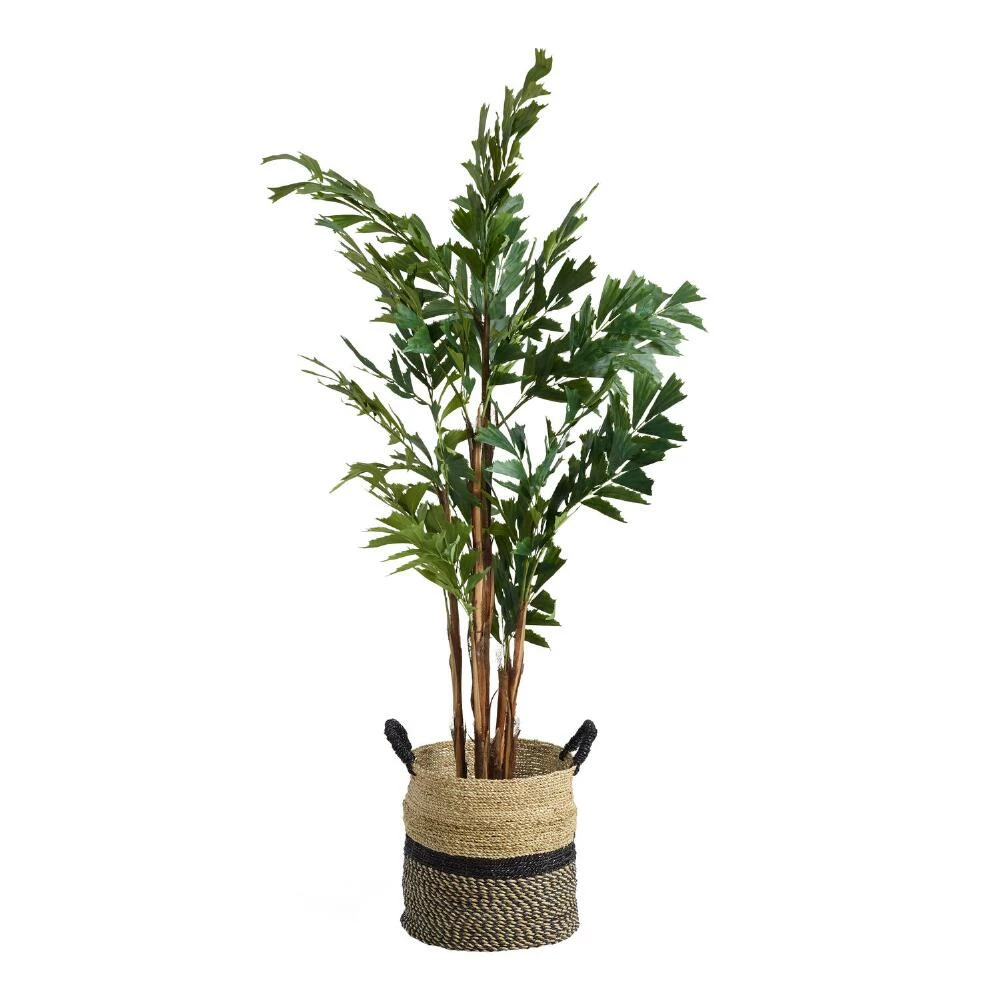 World Market Calista Large Black And Natural Seagrass Tote Basket 4 World Market Calista Large Black And Natural Seagrass Tote Basket - Image 4