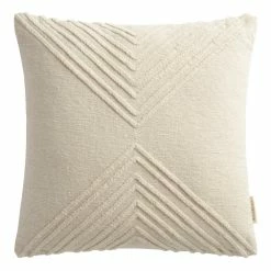 World Market Ivory Geometric Embroidered Throw Pillow