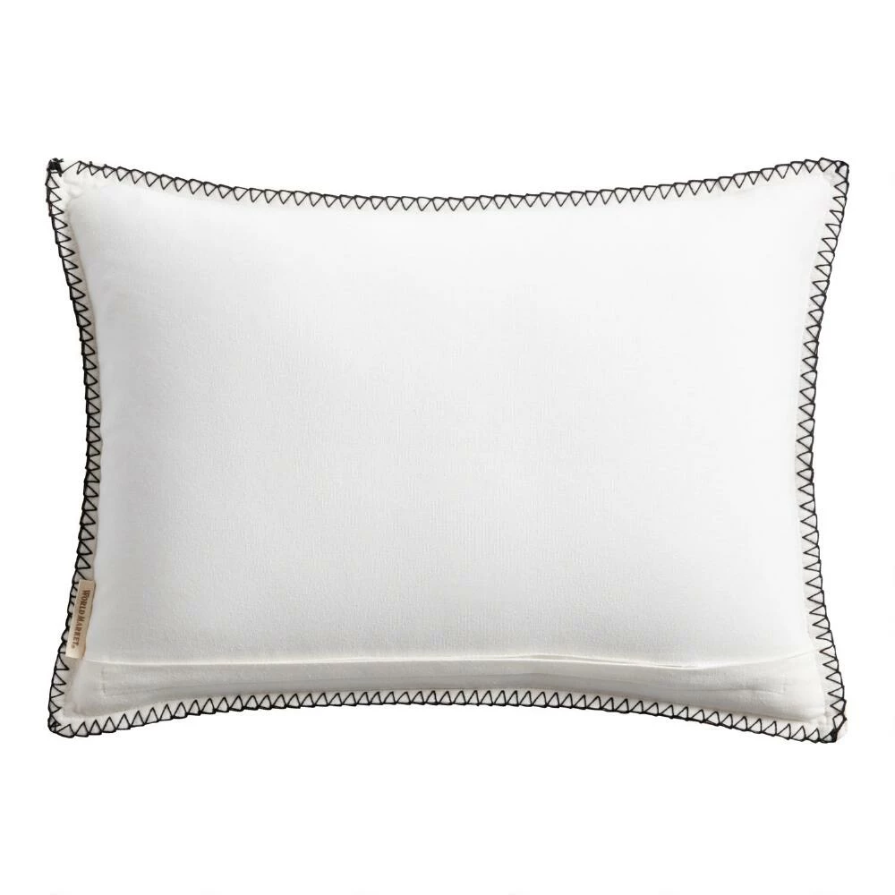 World Market Ivory And Black Tufted XOXO Lumbar Pillow 2 World Market Ivory And Black Tufted XOXO Lumbar Pillow - Image 2