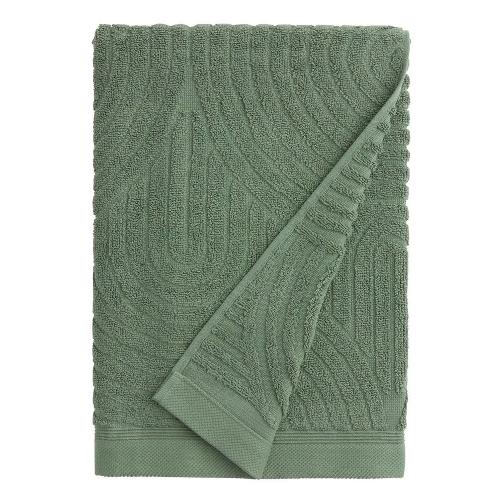 World Market Laurel Wreath Green Sculpted Arches Bath Towel 1 World Market Laurel Wreath Green Sculpted Arches Bath Towel
