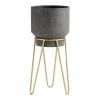 World Market Tapered Black Metal Planter With Gold Hairpin Stand