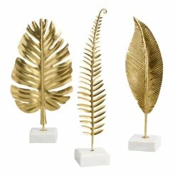 World Market Gold Leaf on Marble Stand Decor Set of 3