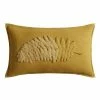 World Market Gold Tonal Embroidered Tufted Leaf Lumbar Pillow