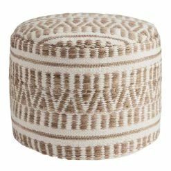 World Market Round Taupe And Ivory Geometric Indoor Outdoor Pouf -Decor & Pillows Sales Store unnamed file 1232