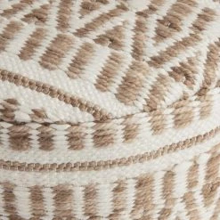 World Market Round Taupe And Ivory Geometric Indoor Outdoor Pouf -Decor & Pillows Sales Store unnamed file 1234
