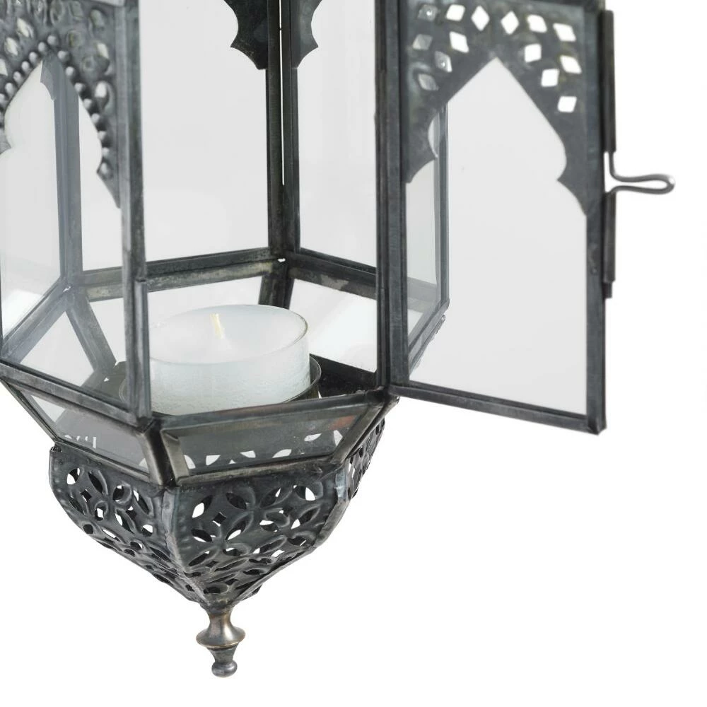 World Market Latika Antique Zinc Hanging Candle Lantern 2 World Market Latika Antique Zinc Hanging Candle Lantern - Image 2