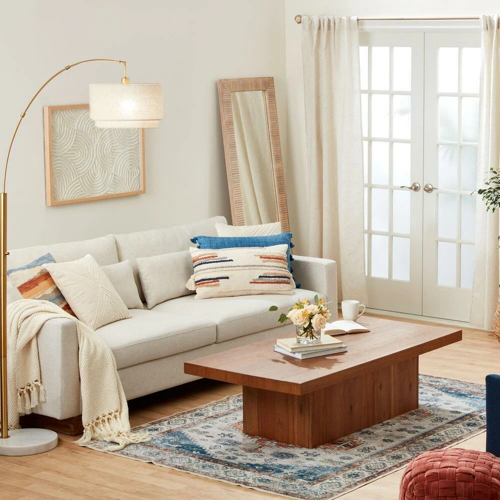 World Market Ivory Tufted Lines Lumbar Pillow 2 World Market Ivory Tufted Lines Lumbar Pillow - Image 2