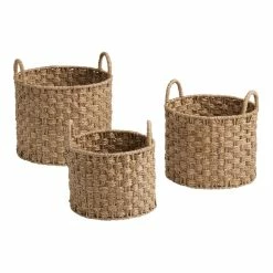 World Market Elijah Natural Seagrass Checker Tote Basket