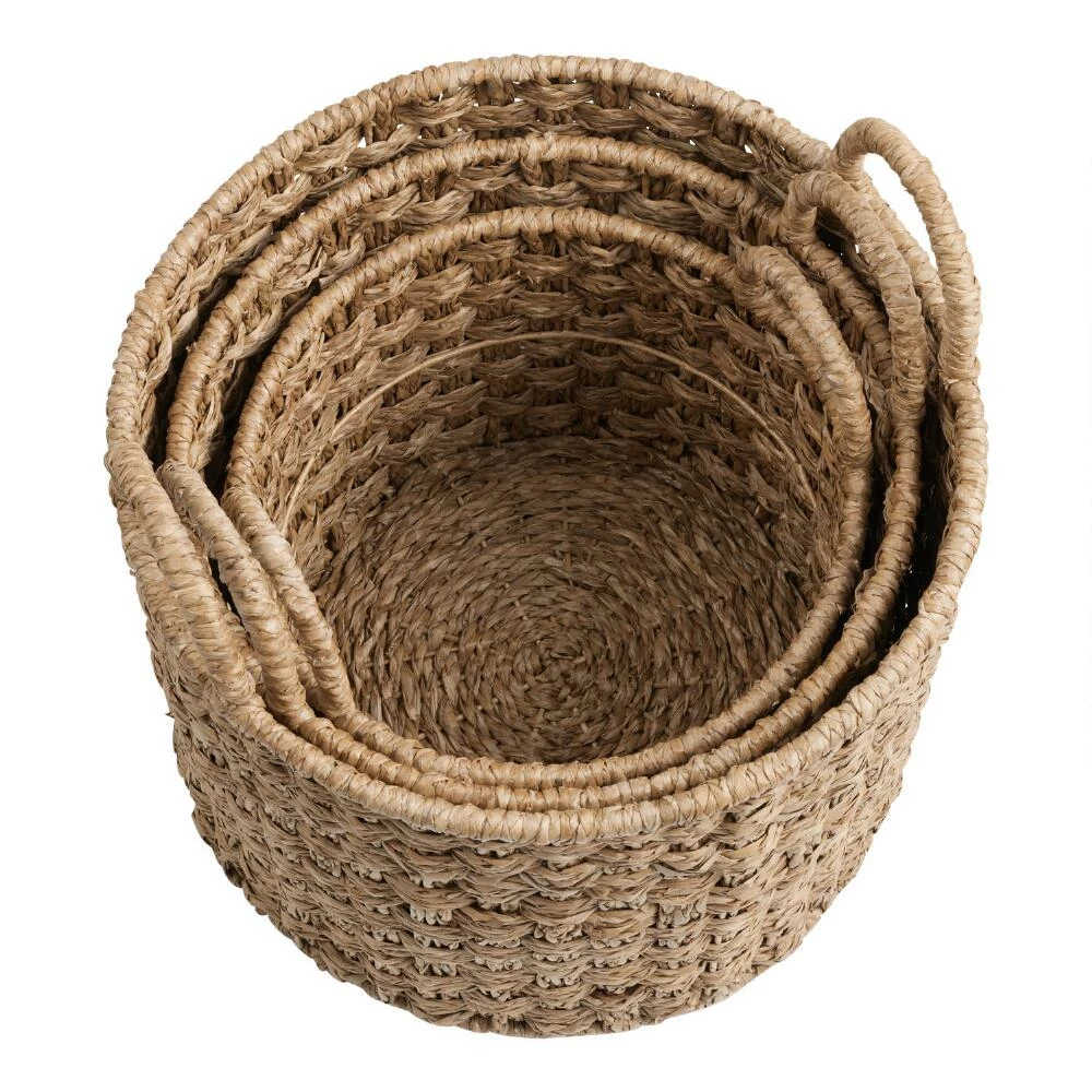 World Market Elijah Natural Seagrass Checker Tote Basket 2 World Market Elijah Natural Seagrass Checker Tote Basket - Image 2