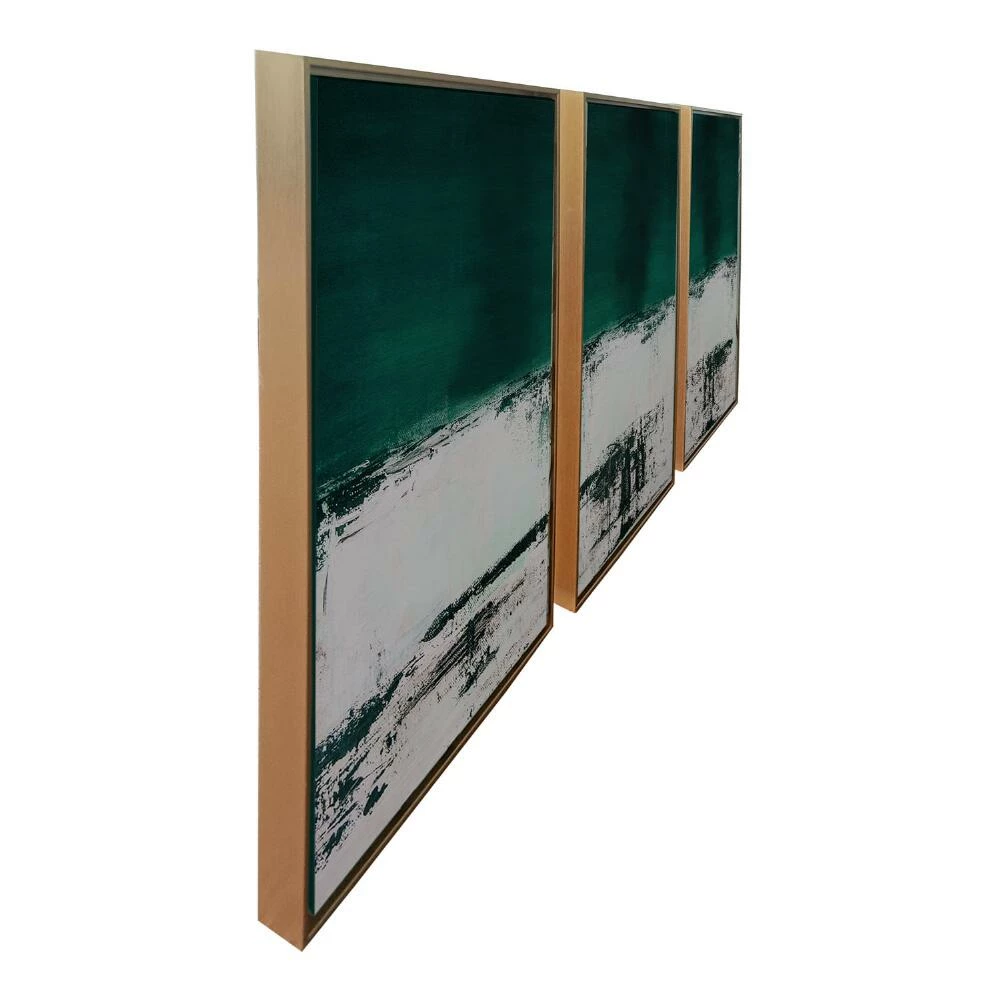 World Market Malachite Green Abstract Framed Canvas Wall Art 3 Piece 3 World Market Malachite Green Abstract Framed Canvas Wall Art 3 Piece - Image 3