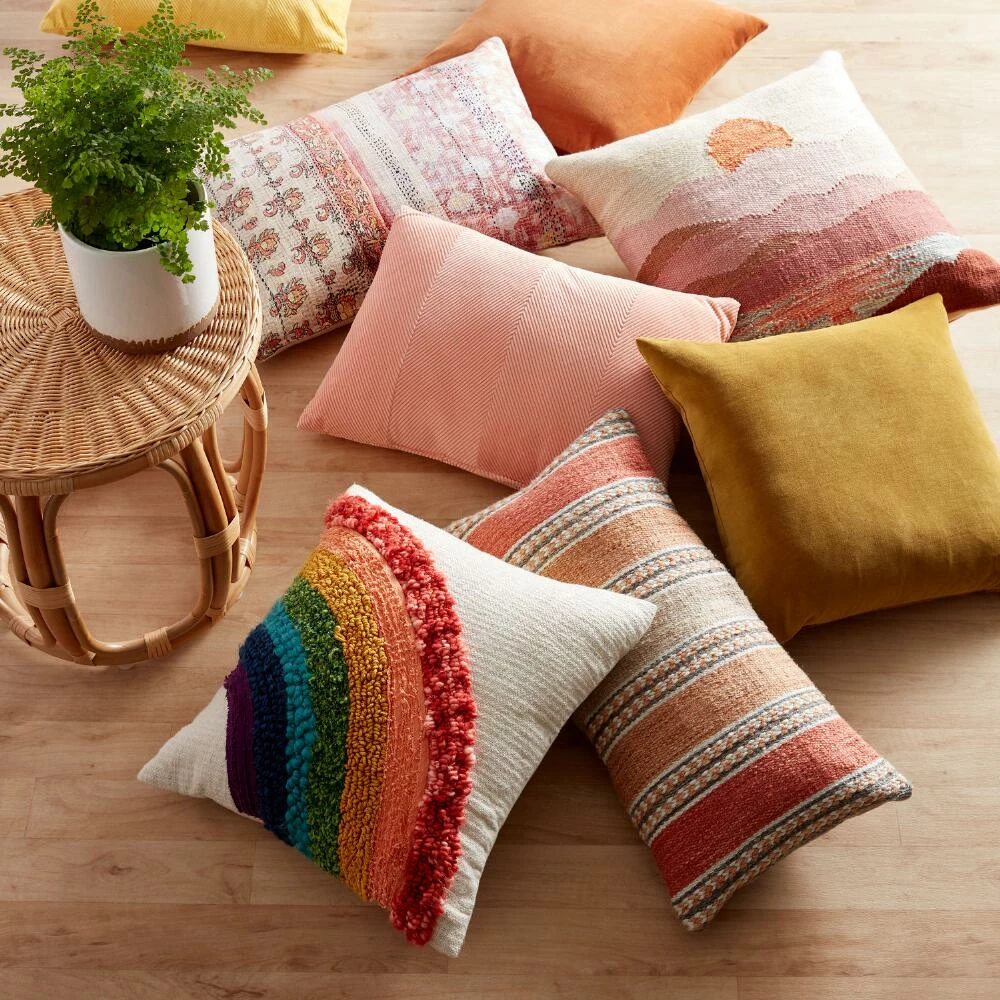 World Market Tufted Rainbow Cotton Throw Pillow 2 World Market Tufted Rainbow Cotton Throw Pillow - Image 2