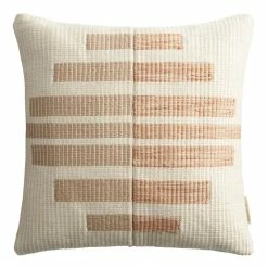 World Market Orange and Tan Geo Indoor Outdoor Throw Pillow