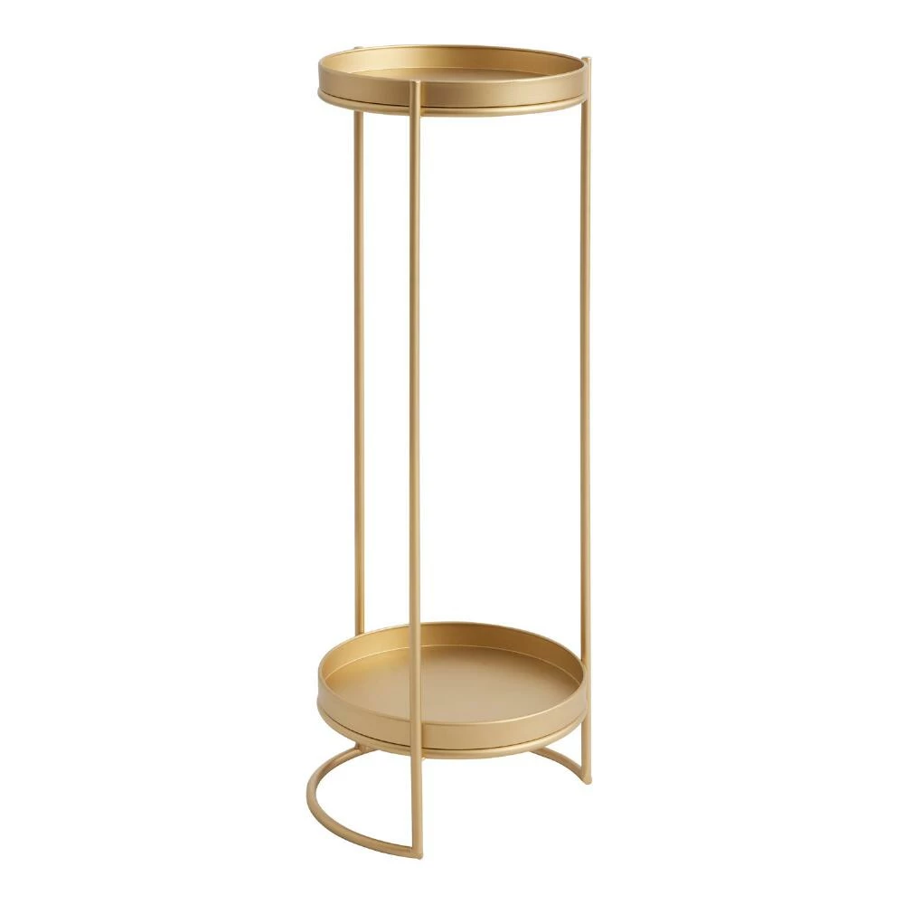 World Market Matte Gold Metal 2 Tier Plant Stand 1 World Market Matte Gold Metal 2 Tier Plant Stand