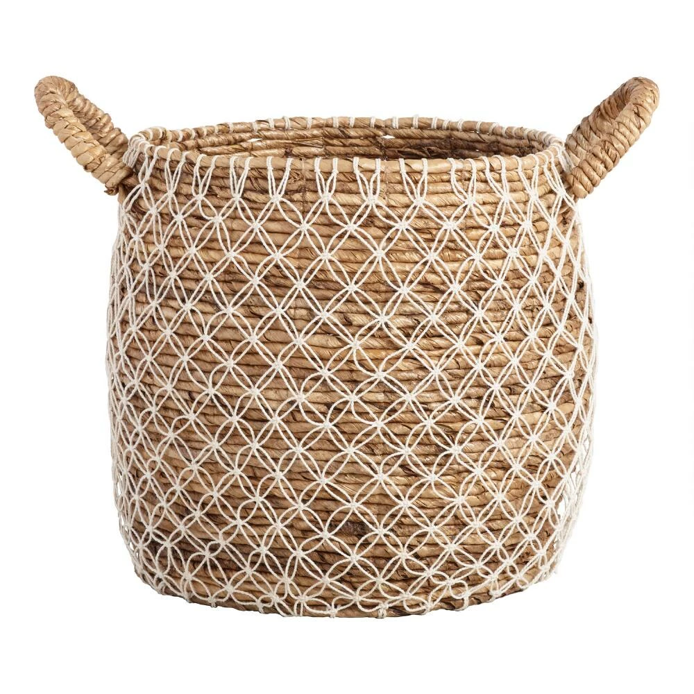 World Market Bianca Macrame Seagrass Tote Basket 1 World Market Bianca Macrame Seagrass Tote Basket