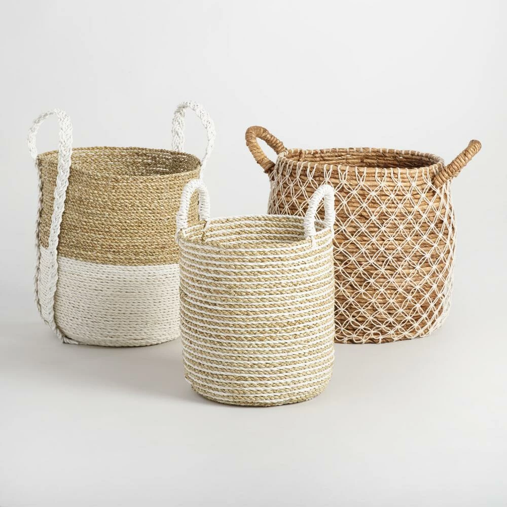 World Market Bianca Macrame Seagrass Tote Basket 3 World Market Bianca Macrame Seagrass Tote Basket - Image 3