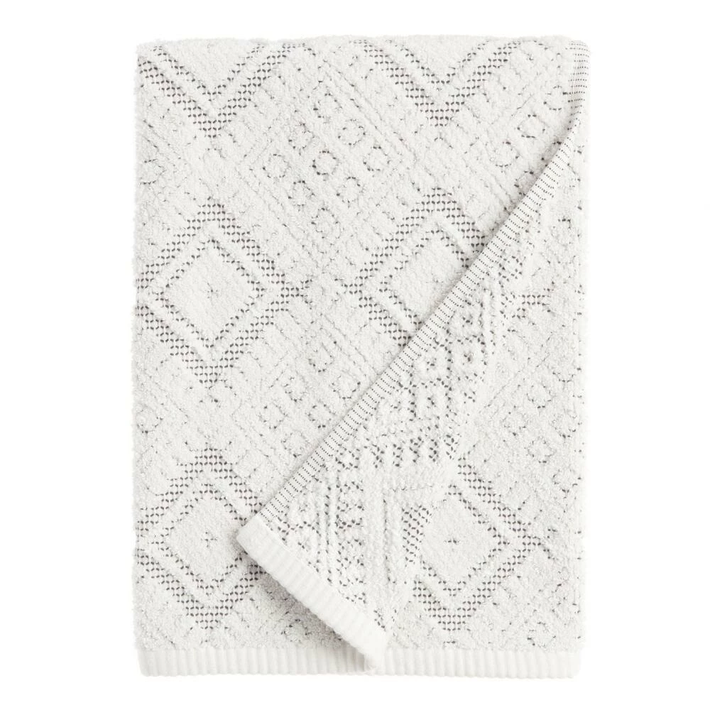 World Market Zena Ivory And Black Diamond Honeycomb Bath Towel 1 World Market Zena Ivory And Black Diamond Honeycomb Bath Towel