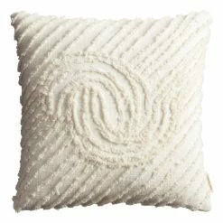 World Market Ivory Embroidered Tufted Arch Throw Pillow