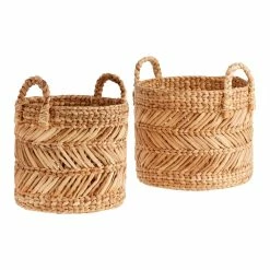 World Market Jacinta Natural Hyacinth Multi Weave Tote Basket