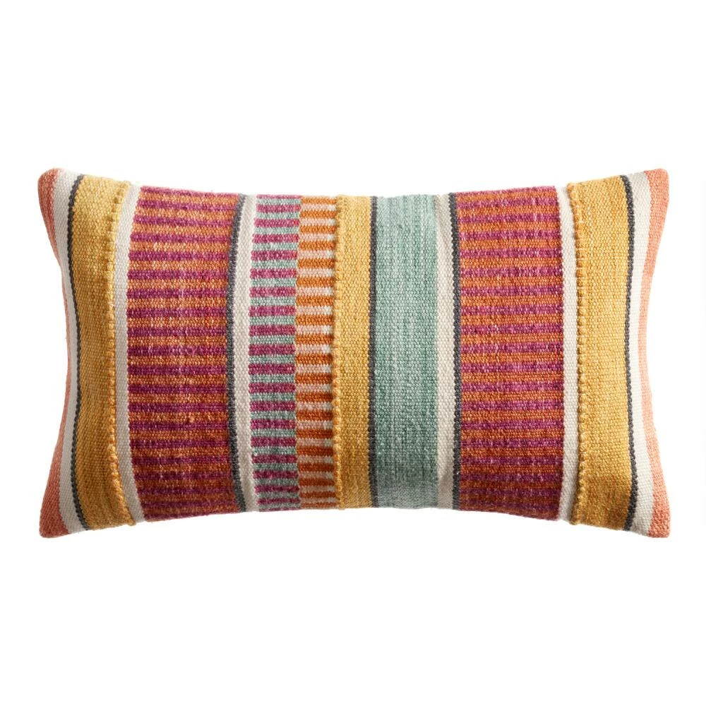 World Market Multicolor Variegated Stripe Indoor Outdoor Lumbar Pillow 1 World Market Multicolor Variegated Stripe Indoor Outdoor Lumbar Pillow
