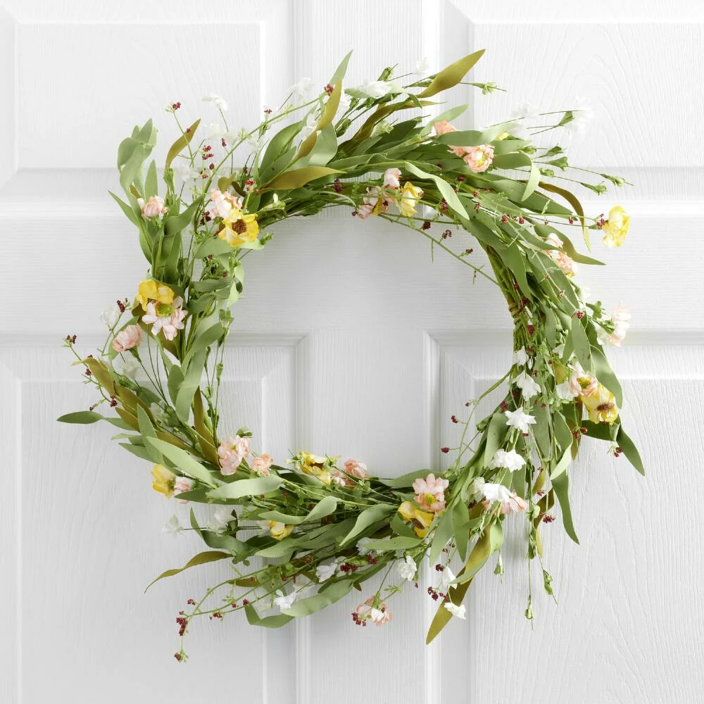 World Market Mixed Faux Floral Spring Wreath 1 World Market Mixed Faux Floral Spring Wreath