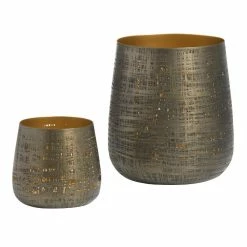 World Market Antique Pewter Tapered Crosshatch Tealight Candle Holder