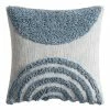 World Market Blue and Ivory Semicircle Throw Pillow
