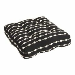 World Market Black and Ivory Dot Indoor Outdoor Floor Cushion