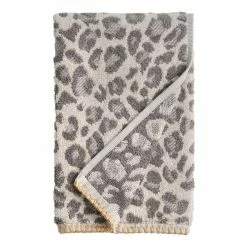 World Market Gray and Ivory Leopard Print Hand Towel