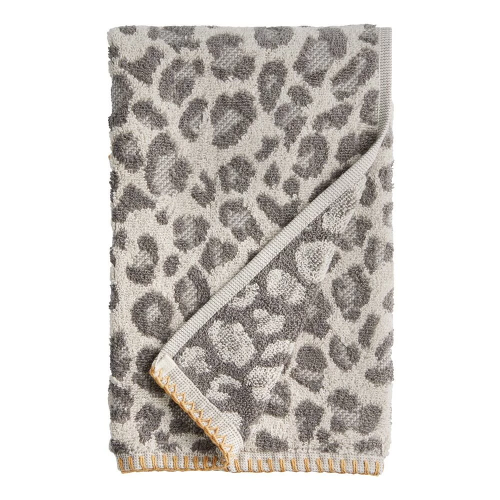 World Market Gray and Ivory Leopard Print Hand Towel 1 World Market Gray and Ivory Leopard Print Hand Towel