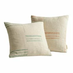 World Market Ivory Stripe Patched Throw Pillow