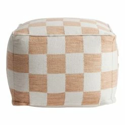 World Market Square Ivory And Rust Checkered Pouf -Decor & Pillows Sales Store unnamed file 1412