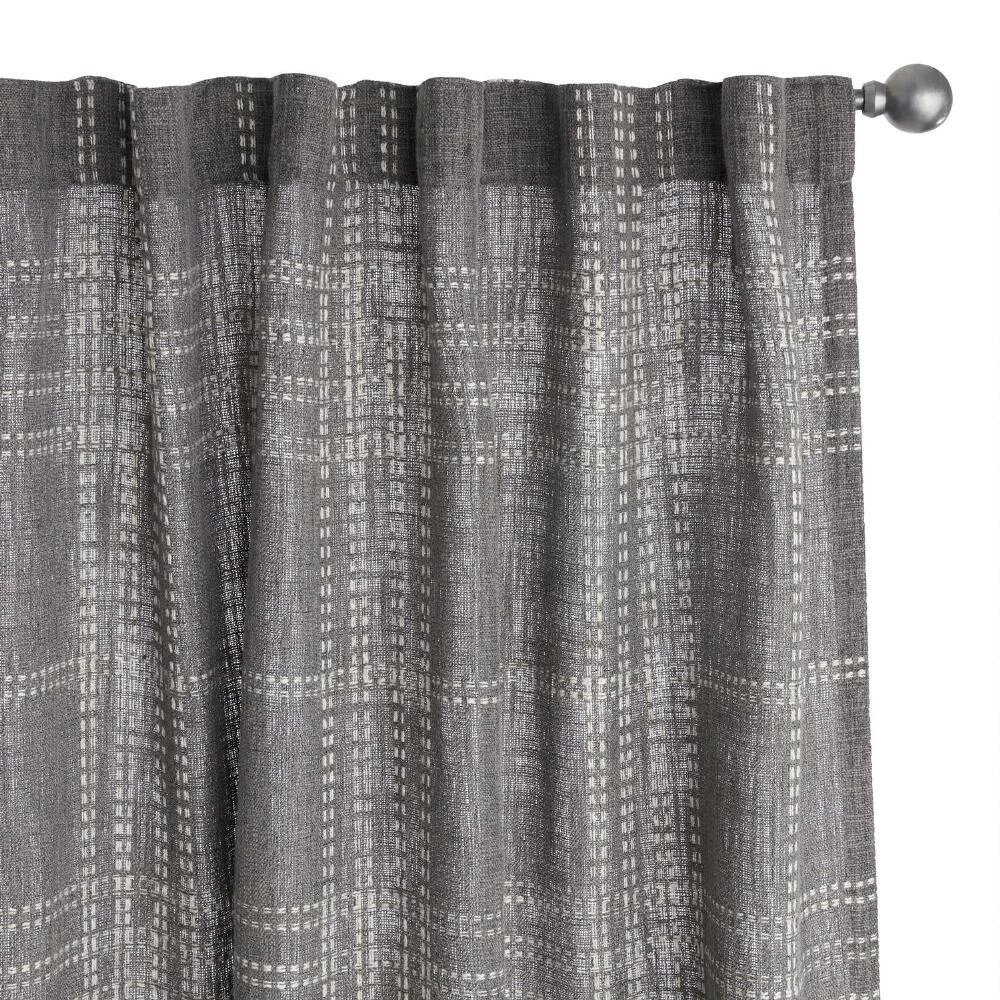 World Market Scout Gray Plaid Sleeve Top Curtains Set Of 2 1 World Market Scout Gray Plaid Sleeve Top Curtains Set Of 2