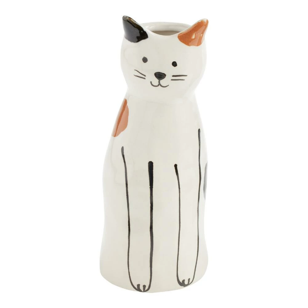 World Market White Multicolor Ceramic Cat Vase 1 World Market White Multicolor Ceramic Cat Vase