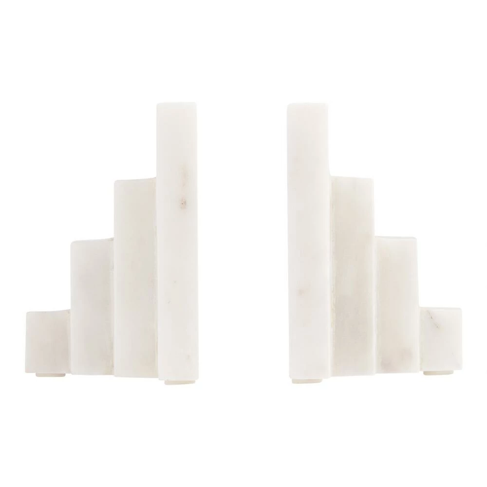 World Market White Marble Stacked Bookends 2 World Market White Marble Stacked Bookends - Image 2
