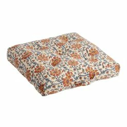 World Market Red And Blue Floral Jaipur Block Print Floor Cushion